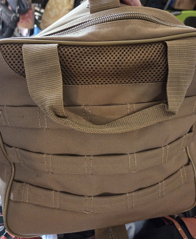 Flying Circle Tactical Square Duffel Backpack Goliad Brown External Pockets