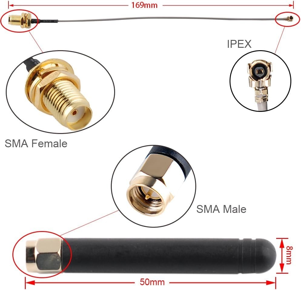 High-Performance 915MHz LoRa Antenna Set - 2dBi Gain for GPS Mesh Node