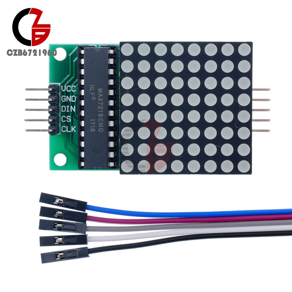 2PCS MAX7219 LED 8x8 Dot Matrix Module Red Light Assembled w/ Cable For Adduino