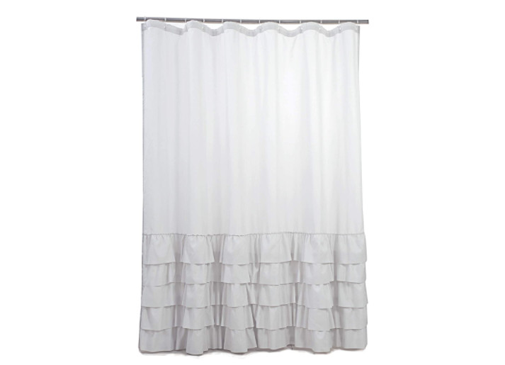 West Weir Ruffle Shower Curtain Light Soft Gray Open Package Never Used