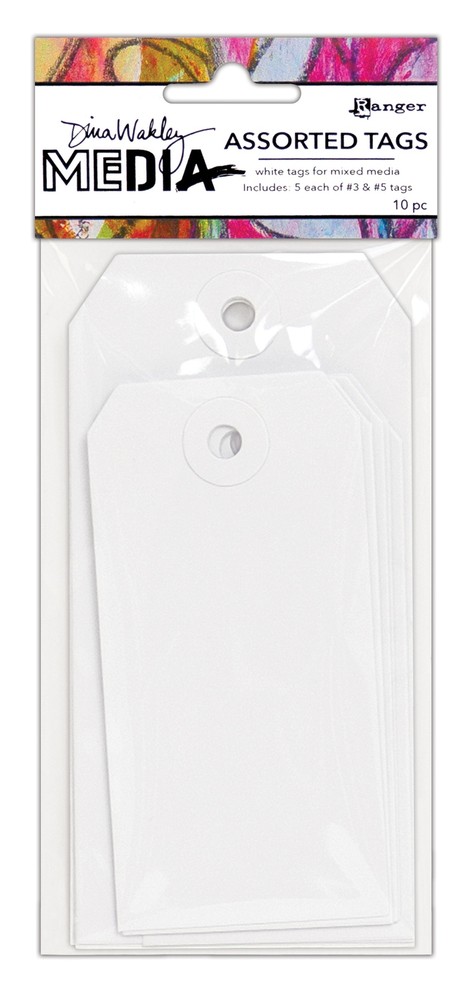 Dina Wakley Media White Tags-#3 & #5 - 3 Pack