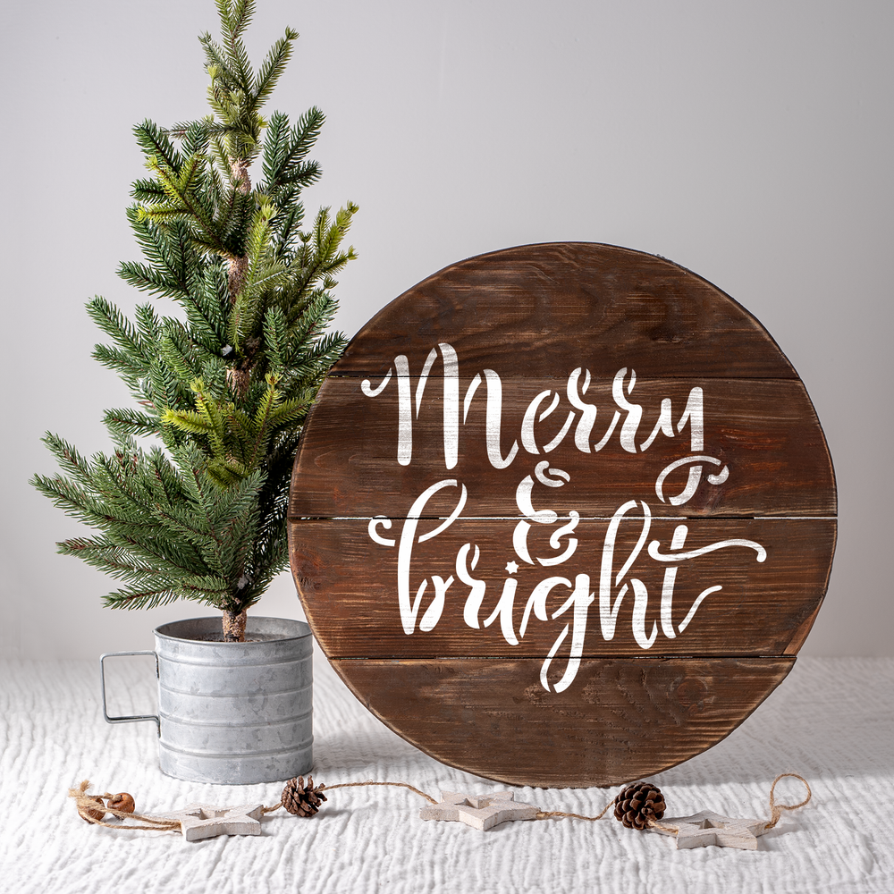 Merry & Bright Stencil - Durable & Reusable Mylar Stencils