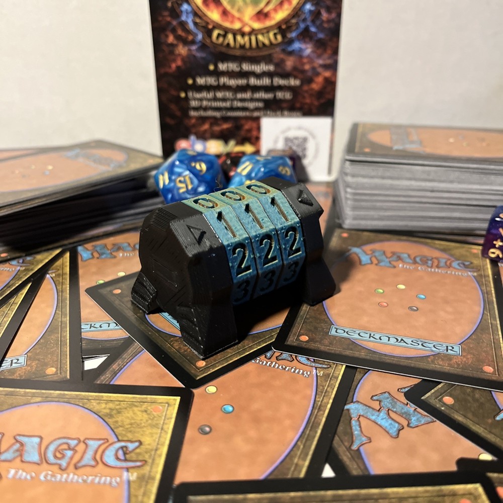 Dial-Type life counter - MTG/TCG - 3 Digit -Black/Matte Distressed Blend