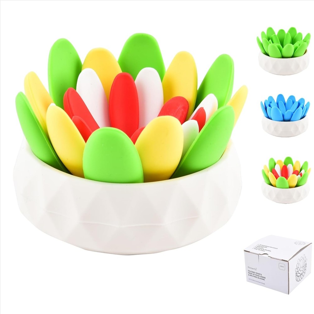 5PC Succulent Silicone Coasters Heat Resistant Trivets Multicolor Set