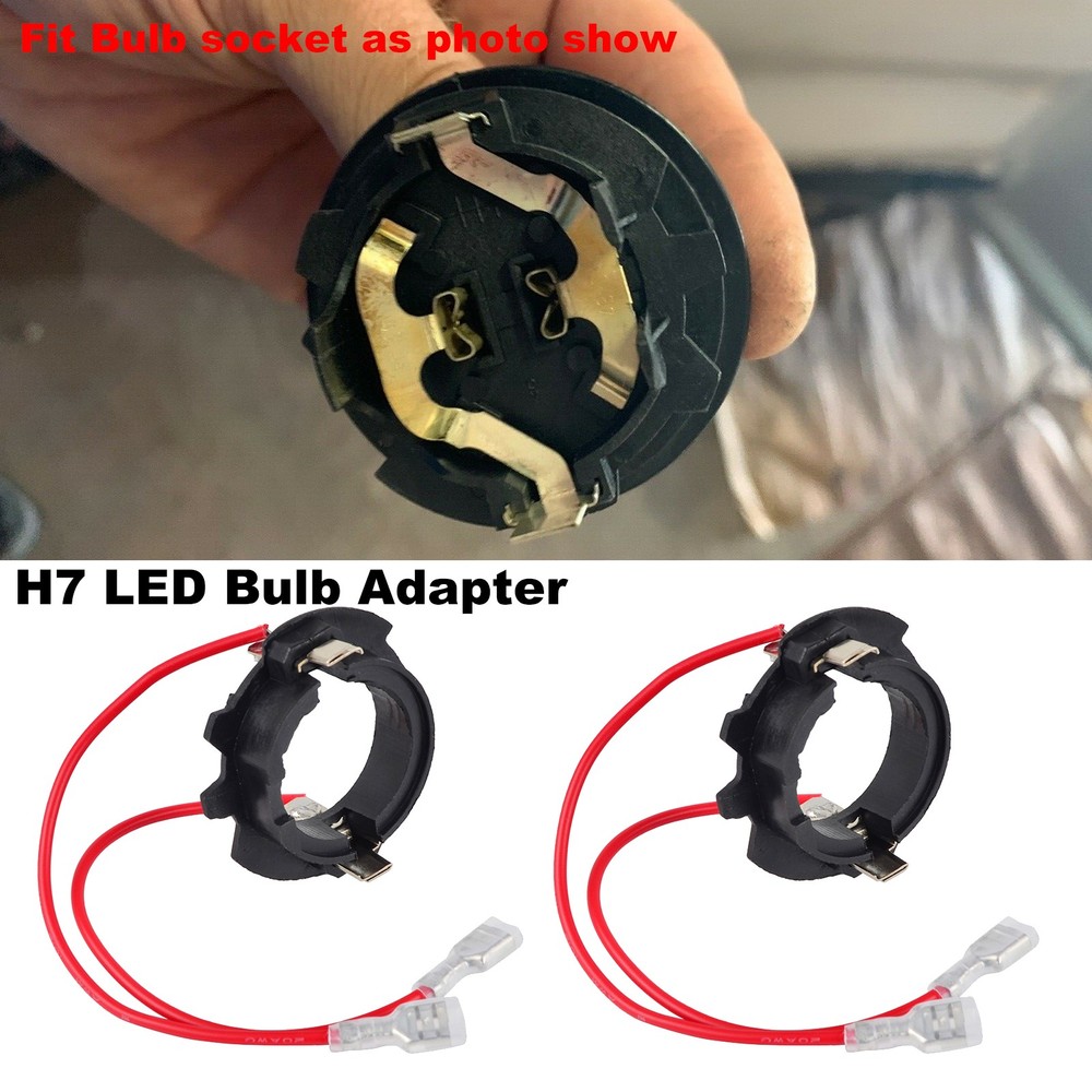 Pair H7 LED Headlight Bulb Base Holder Socket Adapters Retainer Clip Fits For VW
