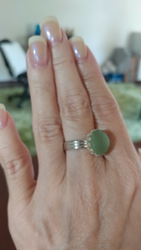 Deep Melon or White Seaglass - adjustable rings