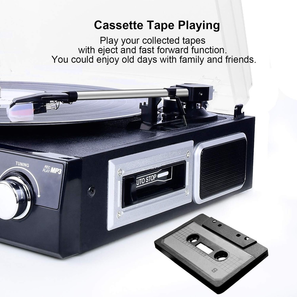 Tocadiscos Bluetooth Con Parlantes Estereo, Tocadiscos Para Vinilo A Mp