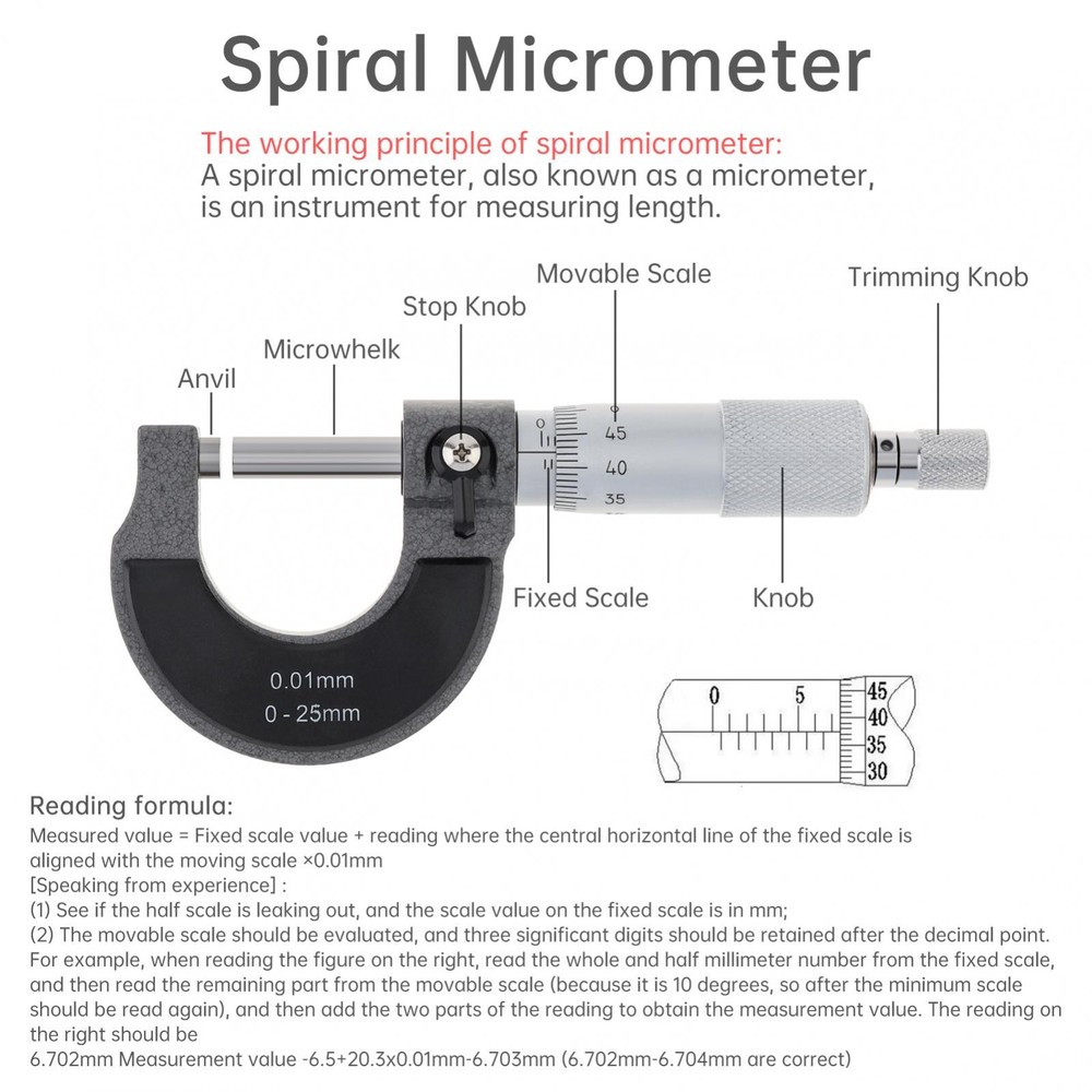 0-25MM MICROMETER OUTSIDE METRIC MICROMETER 0.01MM GRADUATIONS RDGTOOLS