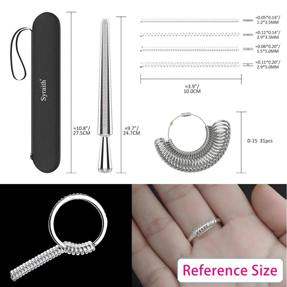Ring Sizer Measuring Tool Metal Combination Suit for Finger Sizing Silvery