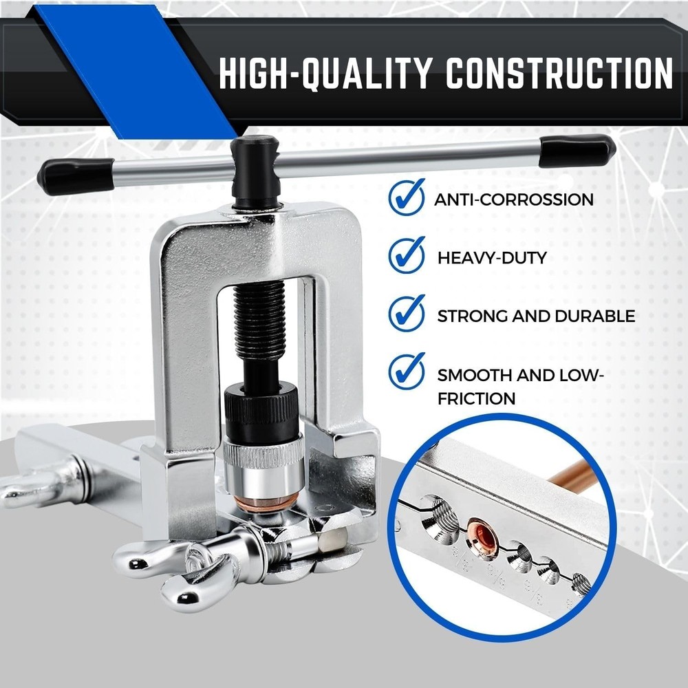 Professional Flaring Tool Kit with Self-Centering Yoke for Precise Adjustments