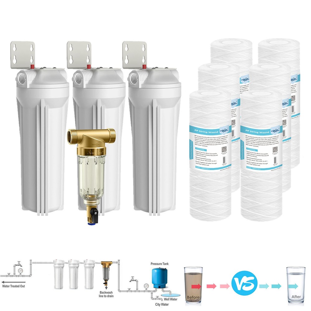 SimPure Whole House Water Filter Housing 10" x 2.5" String Sediment Filtration