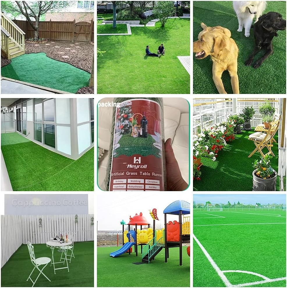 Heyroll Natural Artificial Grass Turf 4 FT x 6 FT, Customized Sizes 4FTx 6FT