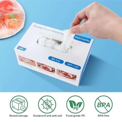 100 Boxed Bowl Covers Bread Proofing Large Plastic Wrap for Diameter 13" 100pcs