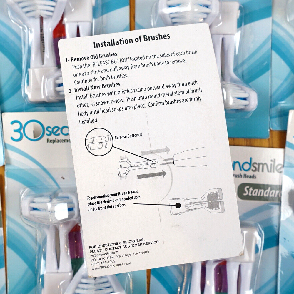 30 Second Smile Replacement Brush Heads Standard Soft 2 Pack Sealed NOS Refill