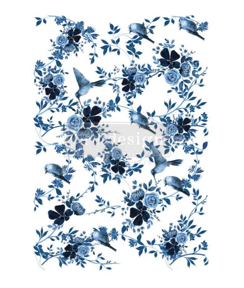 Pretty In Blue - Redesign With Prima Decor Transfer Rub On Image Decal RETIRED
