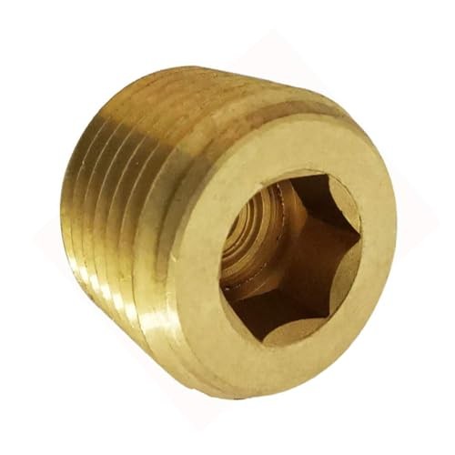2 Pcs Brass Pipe Plug, 1/4" Male NPT Fully Threaded with Hex Socket Head,