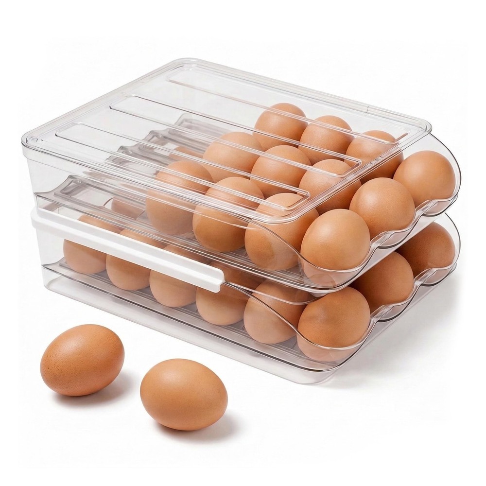 Egg Holder for Fridge with Rolling Auto Dispense, Egg Dispenser for Refrigera...