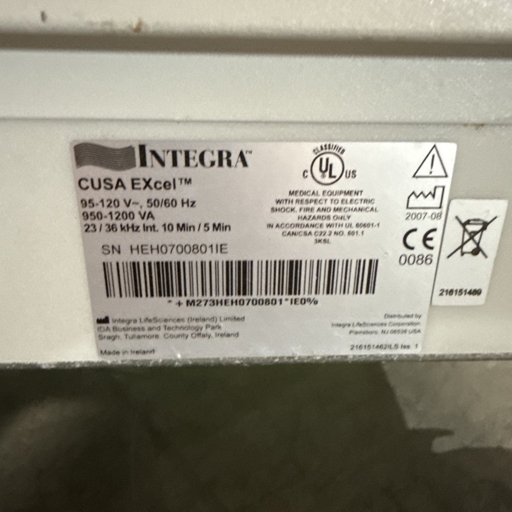 Integra Cusa Excel Ultrasonic Surgical Aspiration Console