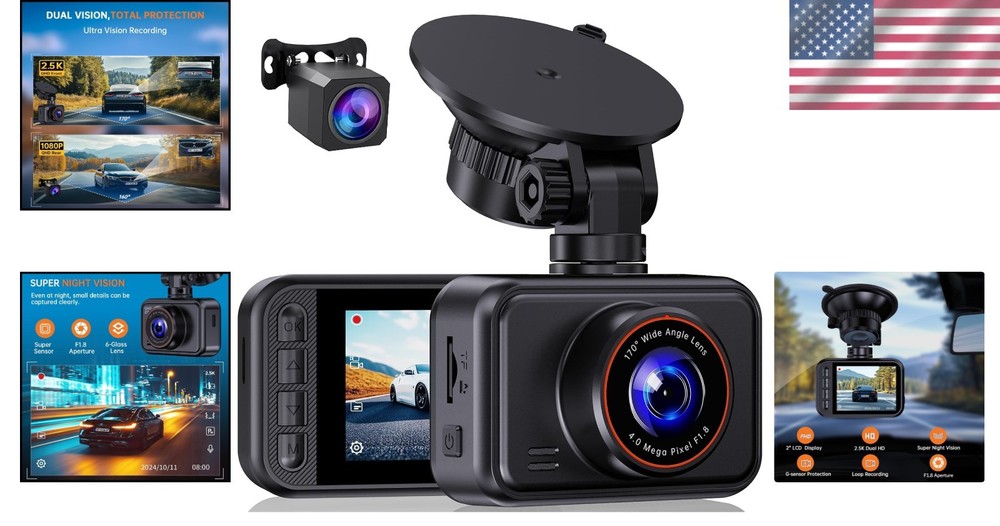 Enhanced Night Vision Dash Cam, 2560P Resolution