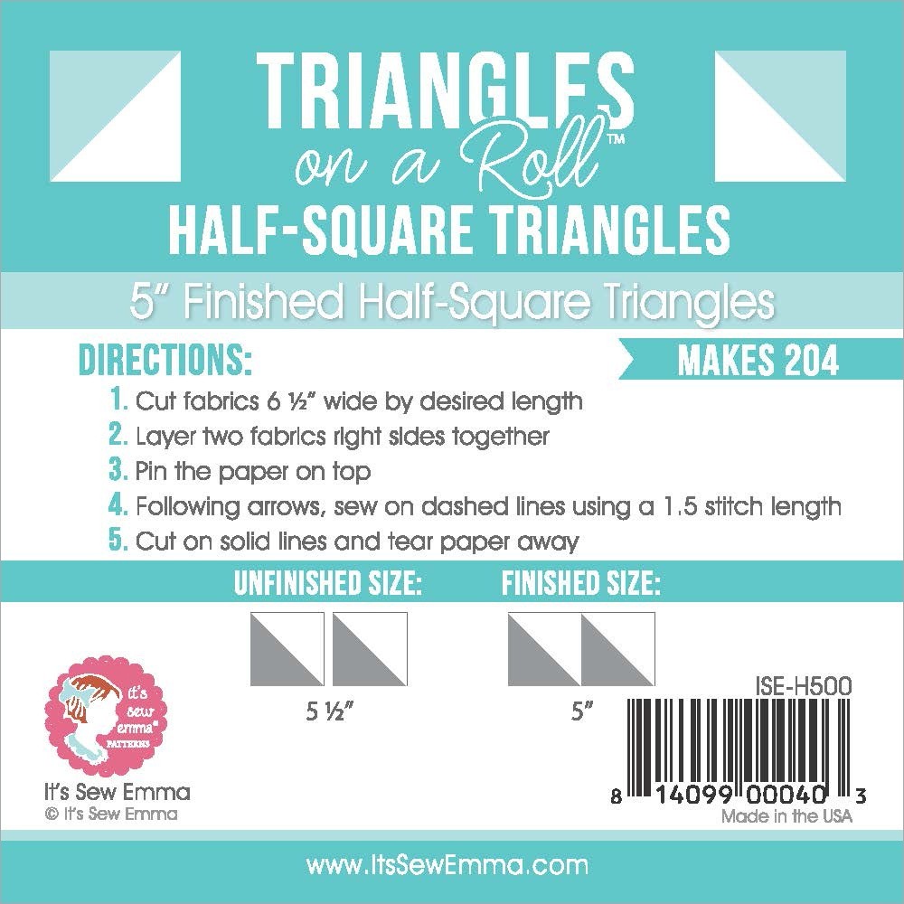 Half-Square Triangles On A Roll 50' 5" Finished Size