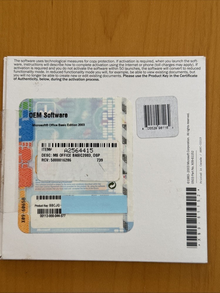 Microsoft Office 2003 full Basic Edition Disc CD Rom with CD key