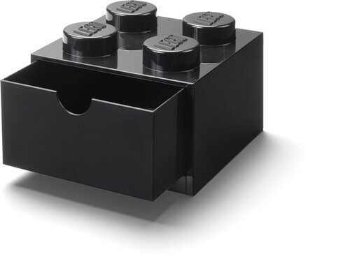 LEGO Stackable Storage: Desk Drawer with 4 Knobs, Black [New Toy] Black, Brick