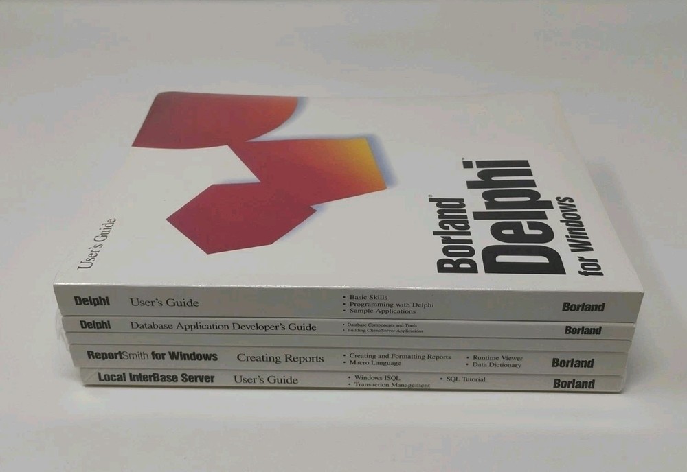 Borland Delphi 1.0 Windows Sealed CD & Manuals Vintage 1995 Computer Software
