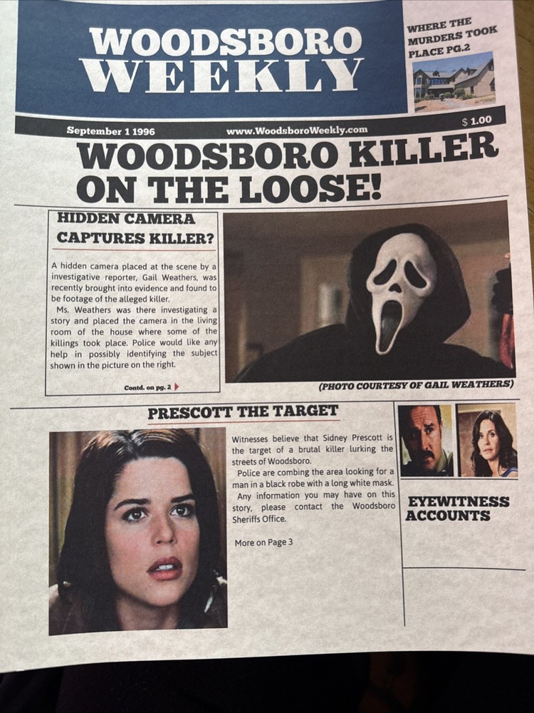 Scream Ghost face Horror Newsprint.