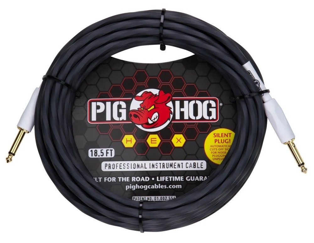 Pig hog Hex Series Silent Plug Instrument Cable 18.6 ft Grey