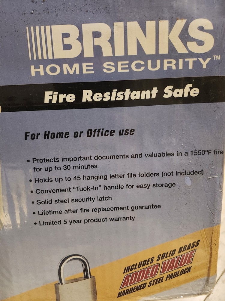 Brinks Home Security Locked Box Fire Safe Rated 1/2 Hour