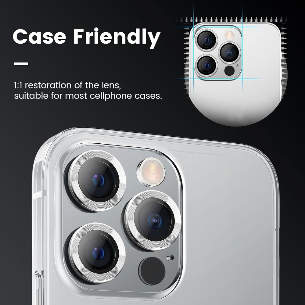2 Pack For iPhone 15 Pro Max/15 Pro Ring Tempered Glass Camera Lens Protector