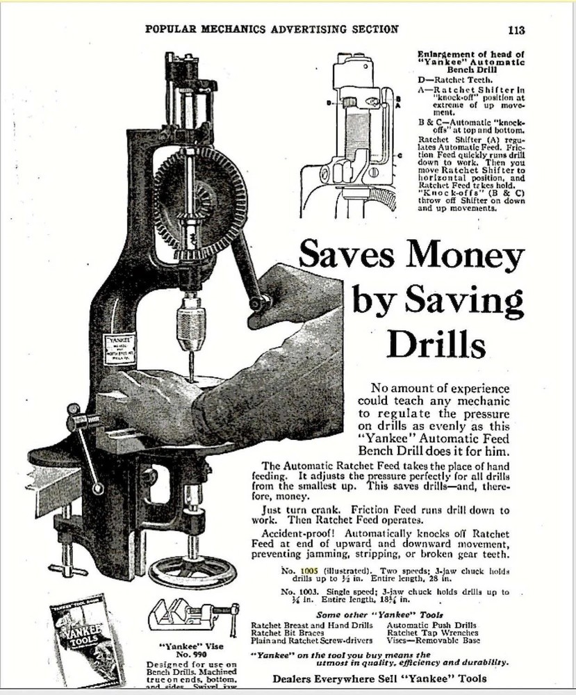 Yankee No 1005 Clamp On Drill Press Main Frame Piece. Vintage.