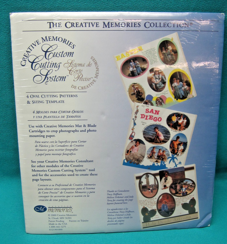 CREATIVE MEMORIES CUTTING SYSTEM, 4 OVAL CUTTING PATTERNS & SIZING TEMPLATE -A33