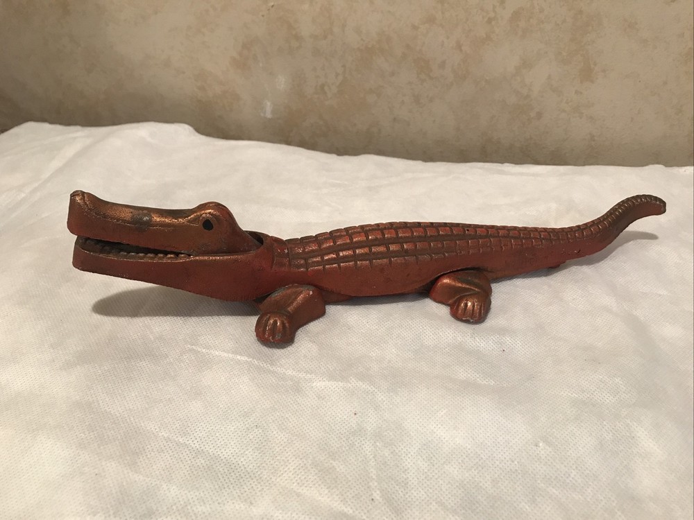 Vintage Red Alligator Cast Iron Nutcracker 13”
