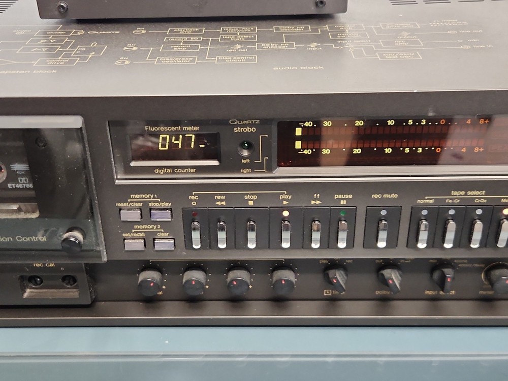 Technics RA-M95 cassette deck RP-9690 BOTH WORK LAZY DOOR OPEN. READ DESCRIPTIO