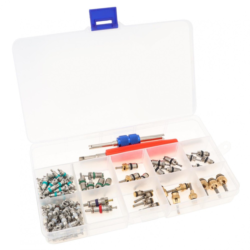 Car A/C Repair Kit O-Ring Set + AC Valve Cores + Removal & Install Tool