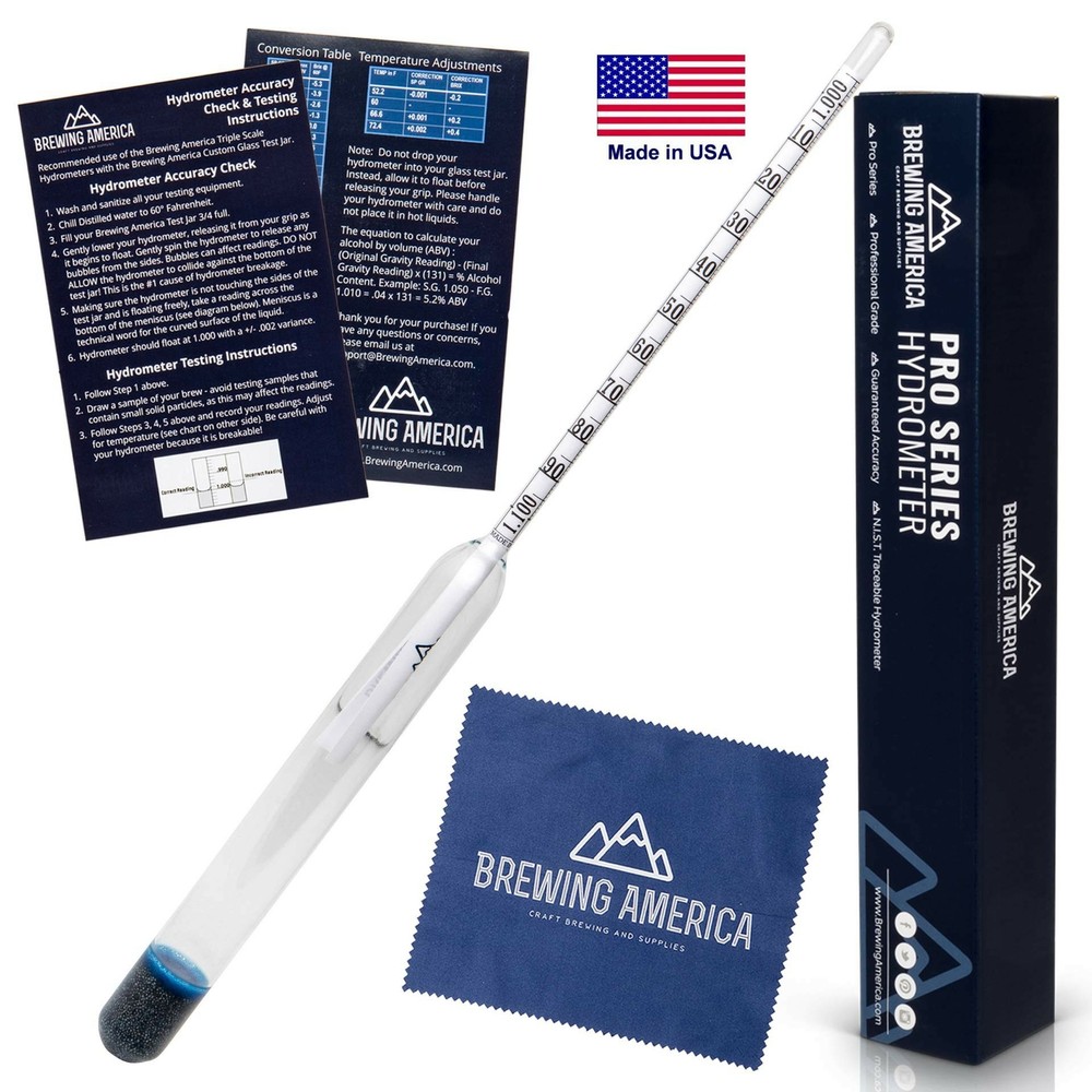 American-Made Precision Hydrometer Alcohol by Volume ABV Tester – Accurate Fi...