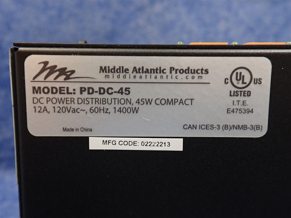 Middle Atlantic PD-DC-45 DC Power Distribution 45W Compact (K27)