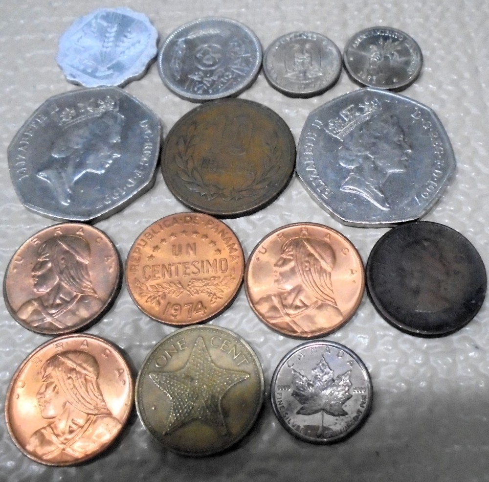 14 ASSORTED FOREIGN COINS AS SHOWN