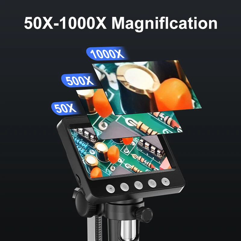 4.3'' Digital Microscope 1600X Magnification Electronic Welding Microscope 1080P