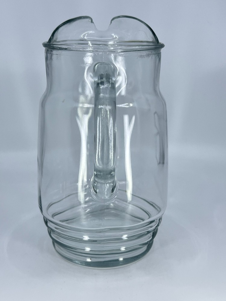 Vintage Anchor Hocking Monogrammed “B” Iced Tea Pitcher Ribbed Pattern Ice Guard