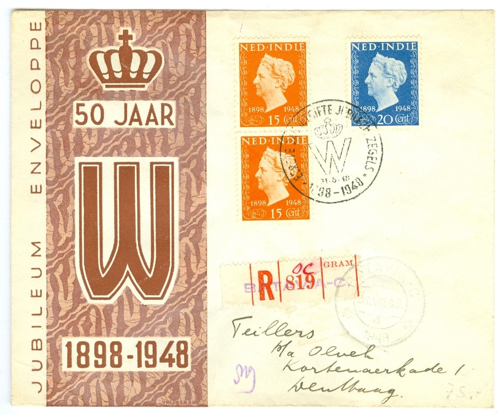 NETHERLANDS INDIA: Registered cover 1948.