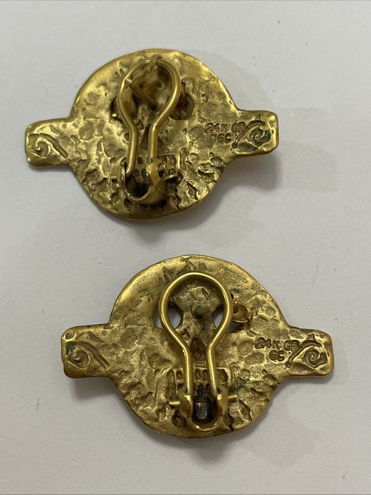 24K GP Mask Earrings Omega Back