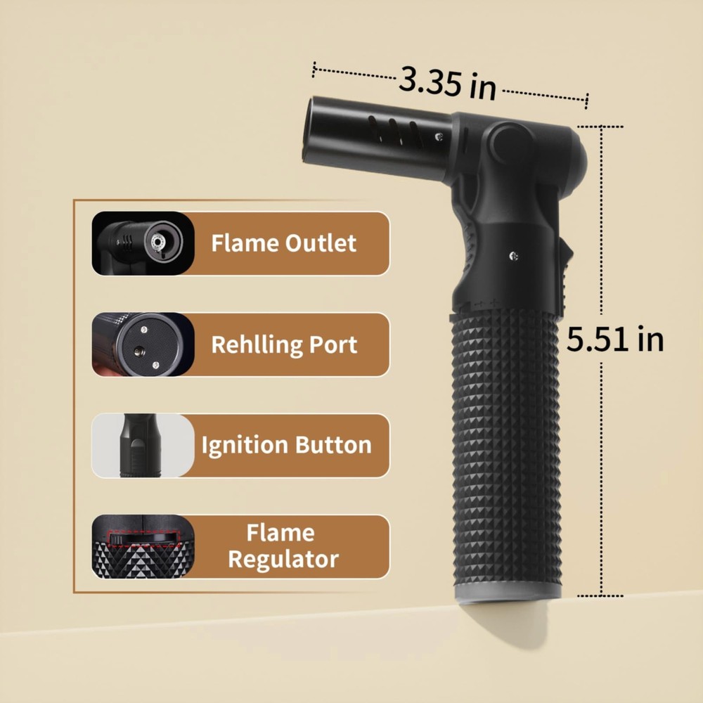 2 Pack Refillable Butane Torch Lighter with Adjustable Jet Flame, P... Fast Ship