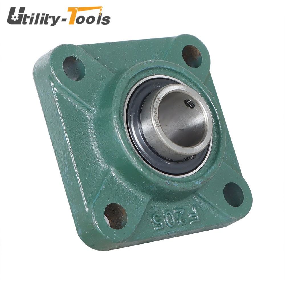 2 Pack UCF205-16 Solid Base Pillow Block Flange Mounted Bearing 1" Bore 4 Bolt