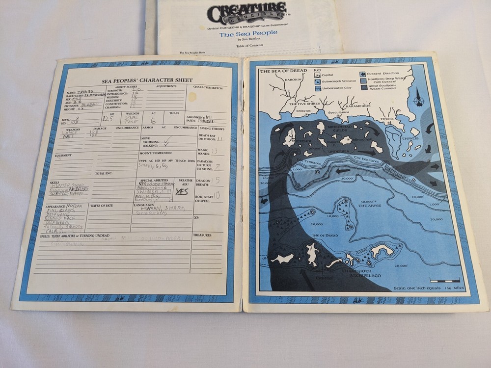 D&D Creature Crucible THE SEA PEOPLE Incomplete Missing Map TSR 1990 9277