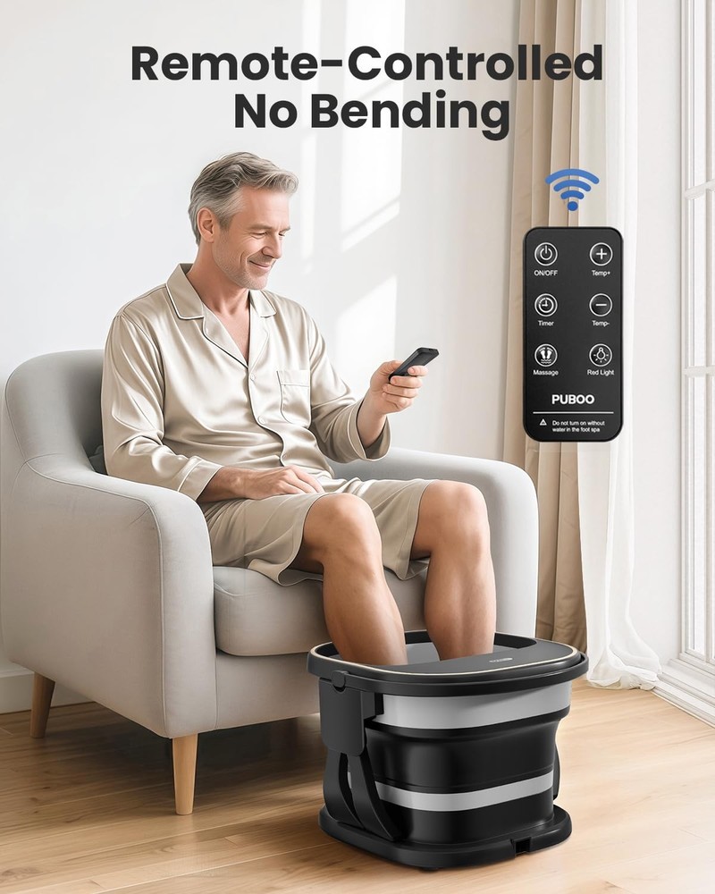 Collapsible Foot Spa Bath Massager with Heat, Precise Temp Control, Motorized...