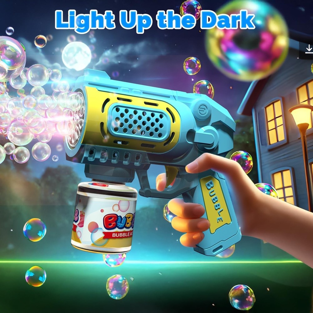 Bubble Gun Machine for Kids 4-8: 2-Pack Automatic Guns with 2 Bottles...