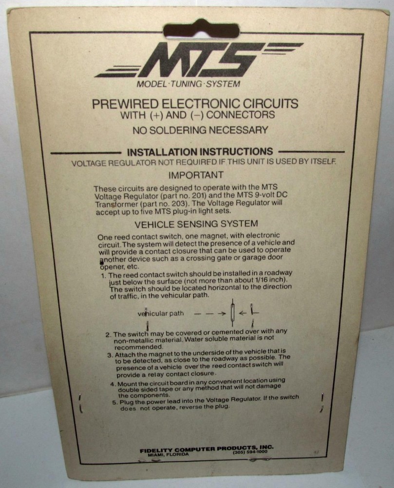 MTS Model Tuning System Vehicle Sensing System w/ Reed Switch + Circuit #502 Kit