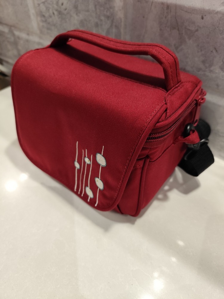 Red and White Digital Camera Camcorder Carry Bag Protective Cushioned Storage